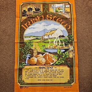 Vintage Irish Stew Recipe Tea Towel Irish Linen